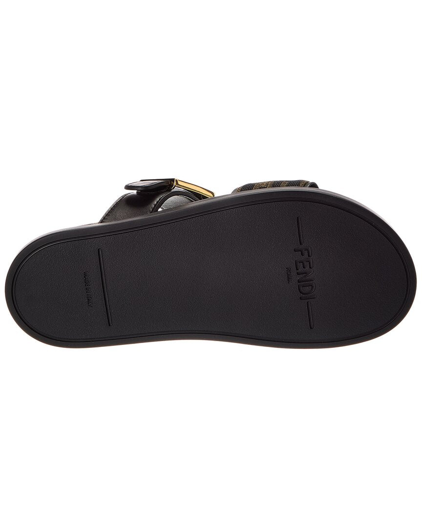 Fendi Feel Ff Jacquard & Leather Sandal