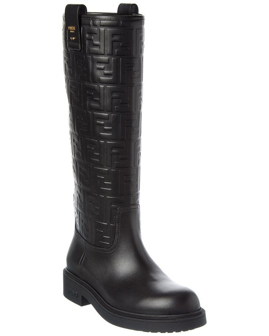 Fendi Filo Ff Leather Knee-High Boot