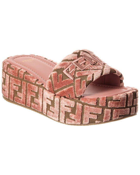 Fendi Sunshine Velvet Platform Sandal