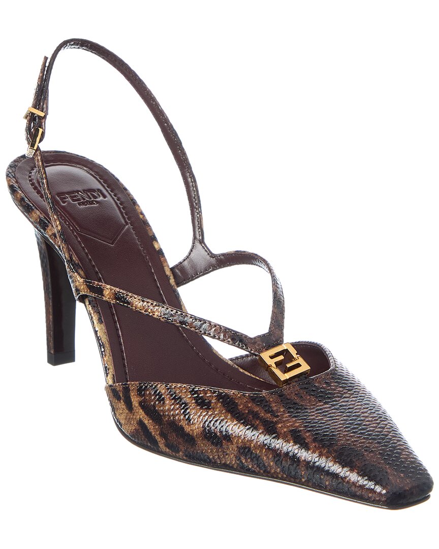 Fendi Ffold Snakeskin Slingback Pump