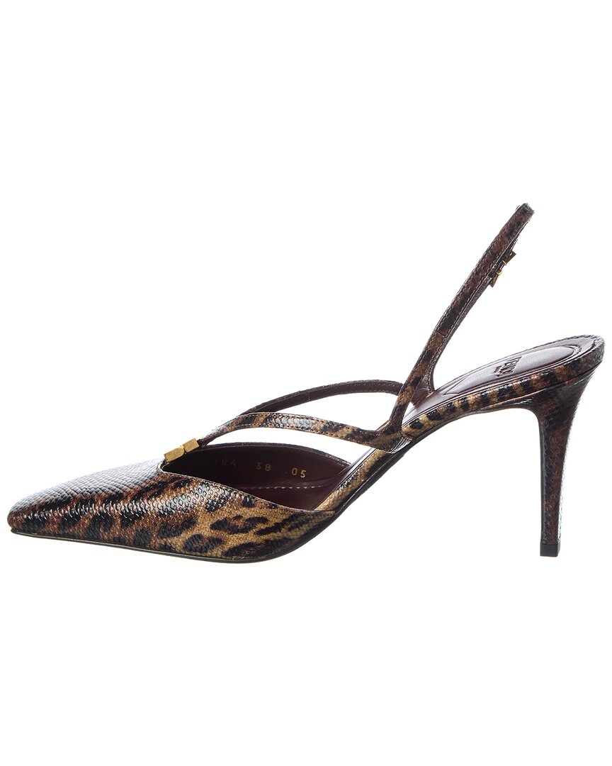 Fendi Ffold Snakeskin Slingback Pump