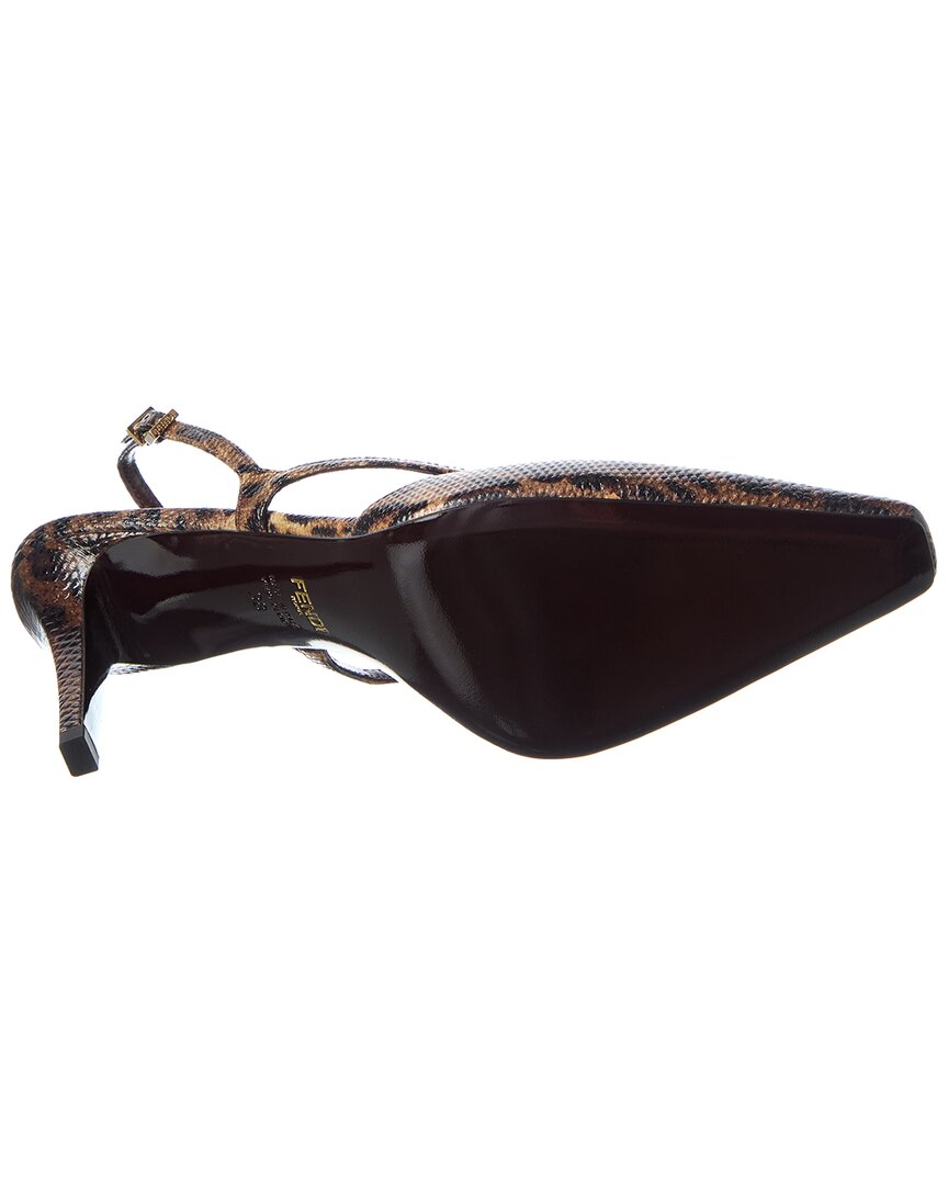 Fendi Ffold Snakeskin Slingback Pump