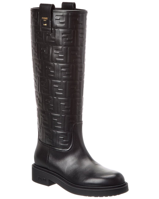 Fendi Filo Ff Leather Knee-High Boot