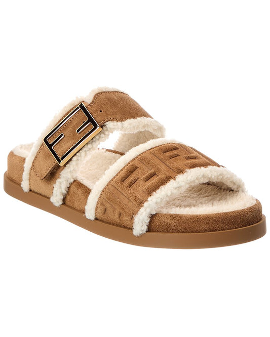 Fendi Feel Suede & Shearling Sandal