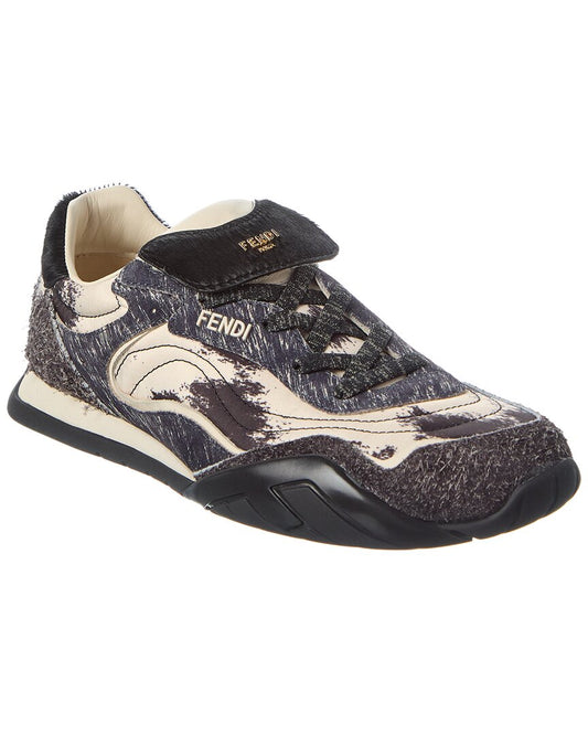 Fendi Wave Pulse Tech Fabric & Suede Sneaker