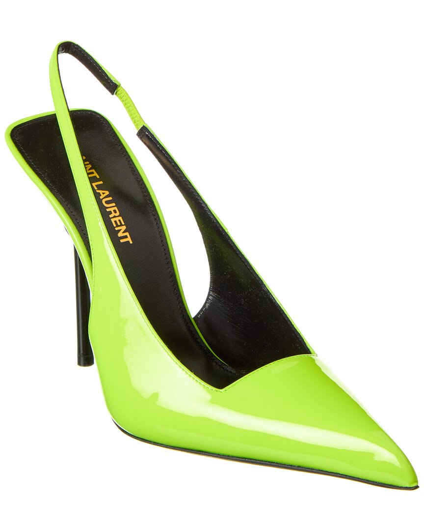 Saint Laurent Kiss 105 Leather Slingback Pump Yellow 36.5