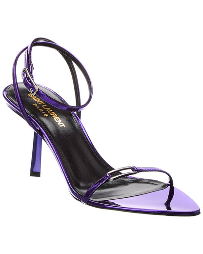 Saint Laurent Kitty 75 Leather Sandal Purple 38