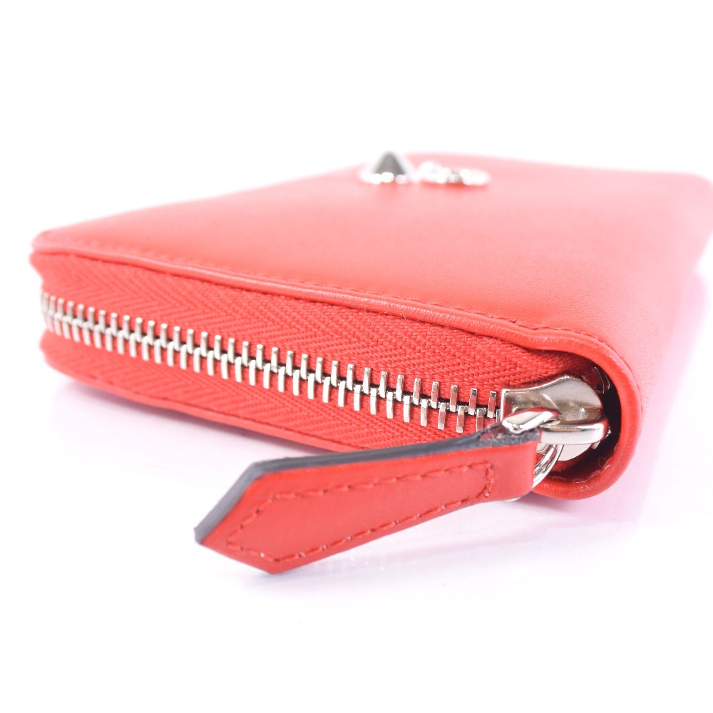 FENDI Long Wallet Purse Calfskin Red Zip Around Dot com Women