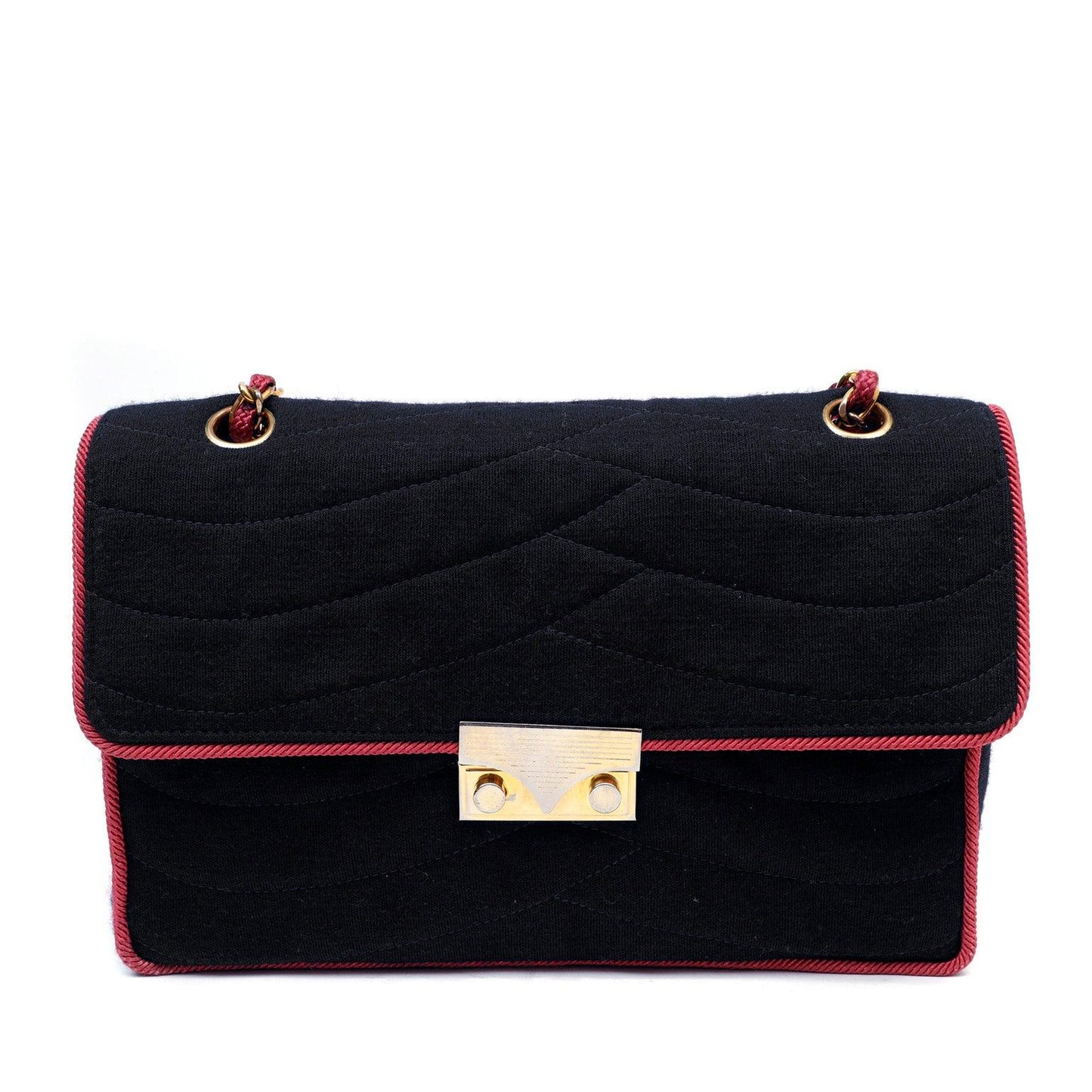 Chanel Vintage COCO Chanel Navy/Pink Cloth w/ Gold Hardware