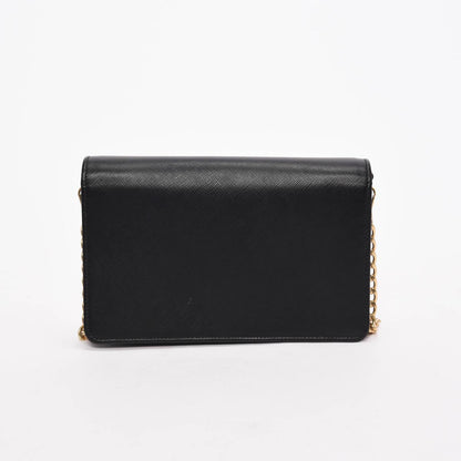 Prada Black Saffiano Lux Monochrome Chain Mini Bag