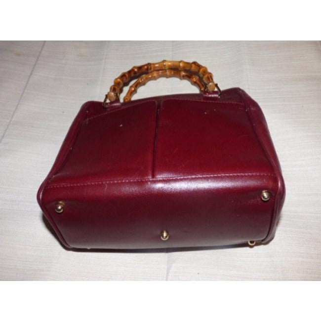 Gucci Burgundy Leather Original Diana Satchel With Bamboo Handles