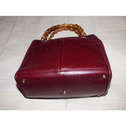 Gucci Burgundy Leather Original Diana Satchel With Bamboo Handles