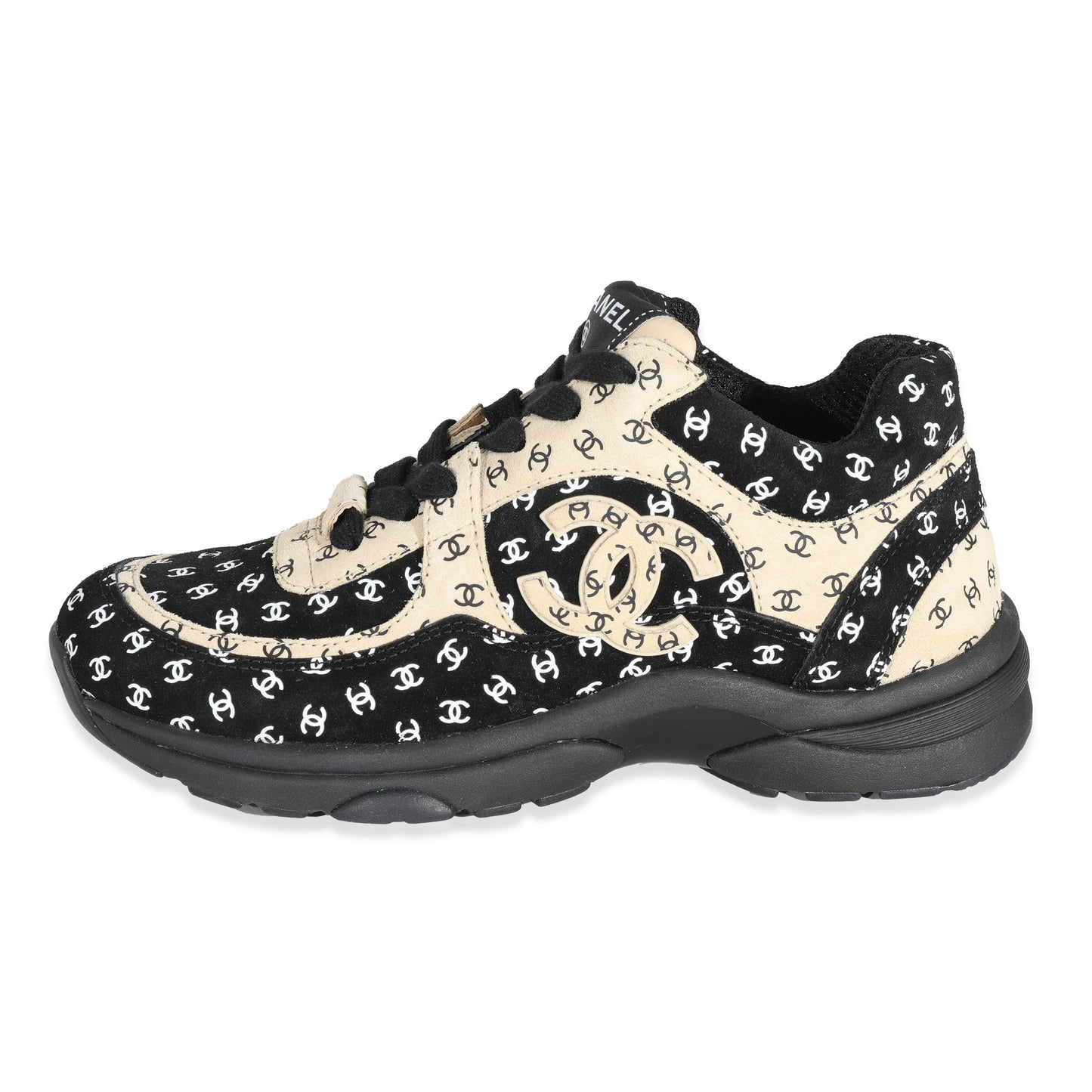 22A Beige Black CC Logo Sneakers EU35