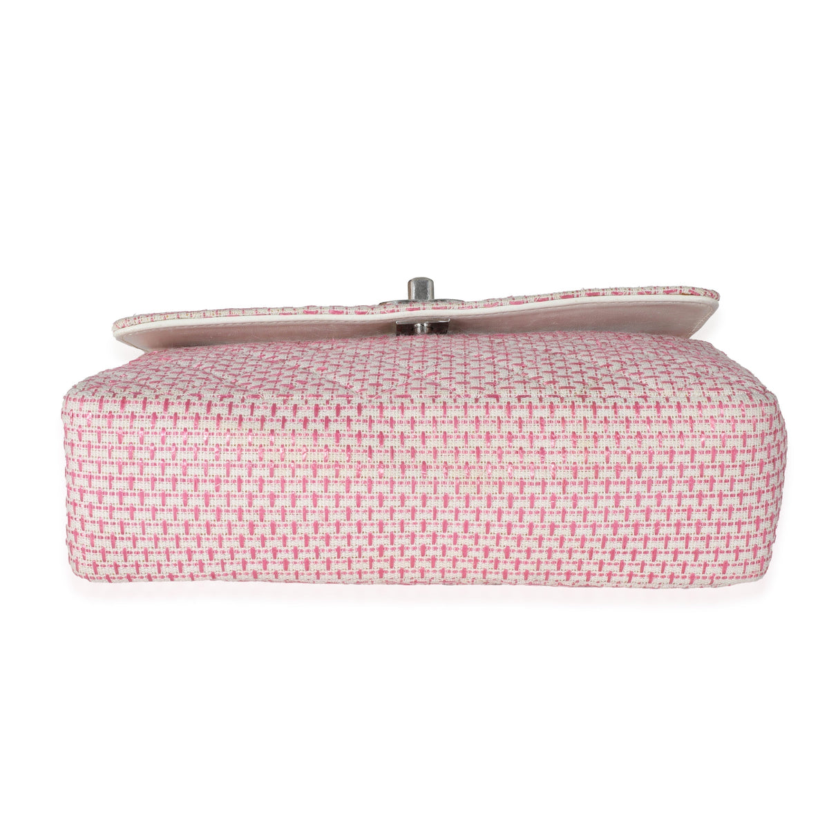 Chanel Woven Raffia Pink White Small CC Shoulder Flap Bag
