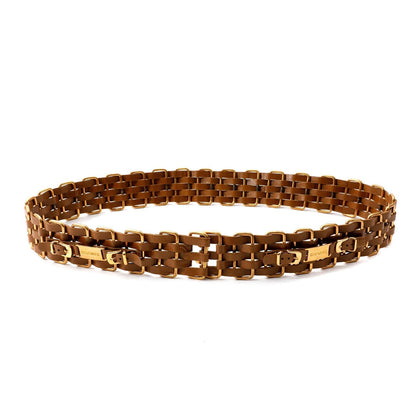 Chanel Brown Woven Leather Belt with Gold Chanel Buckle