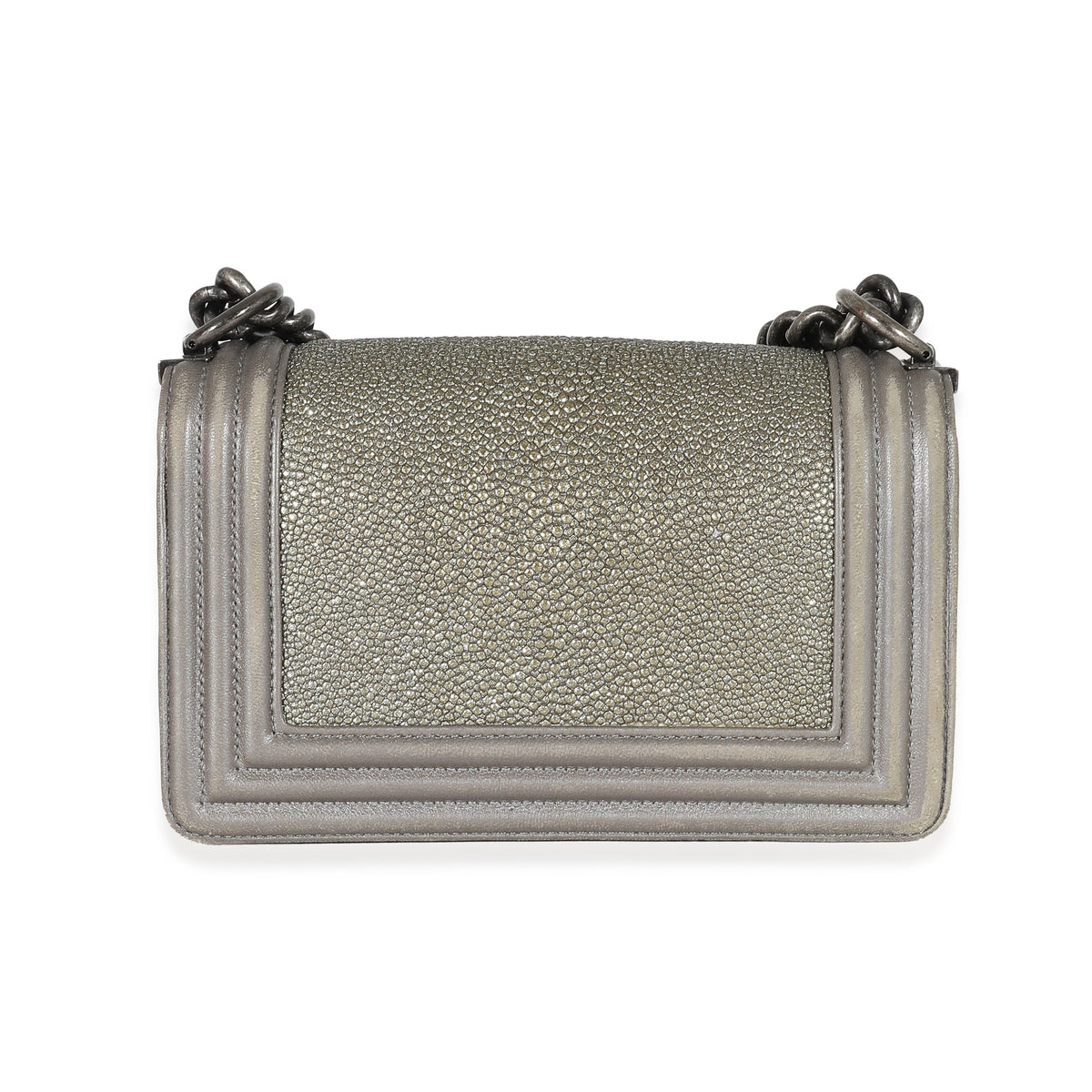 Grey Lambskin Galuchat Stingray Small Boy Bag