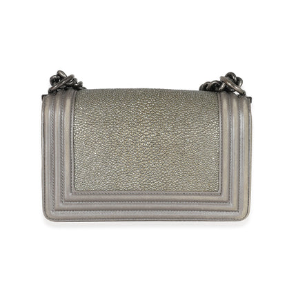 Grey Lambskin Galuchat Stingray Small Boy Bag