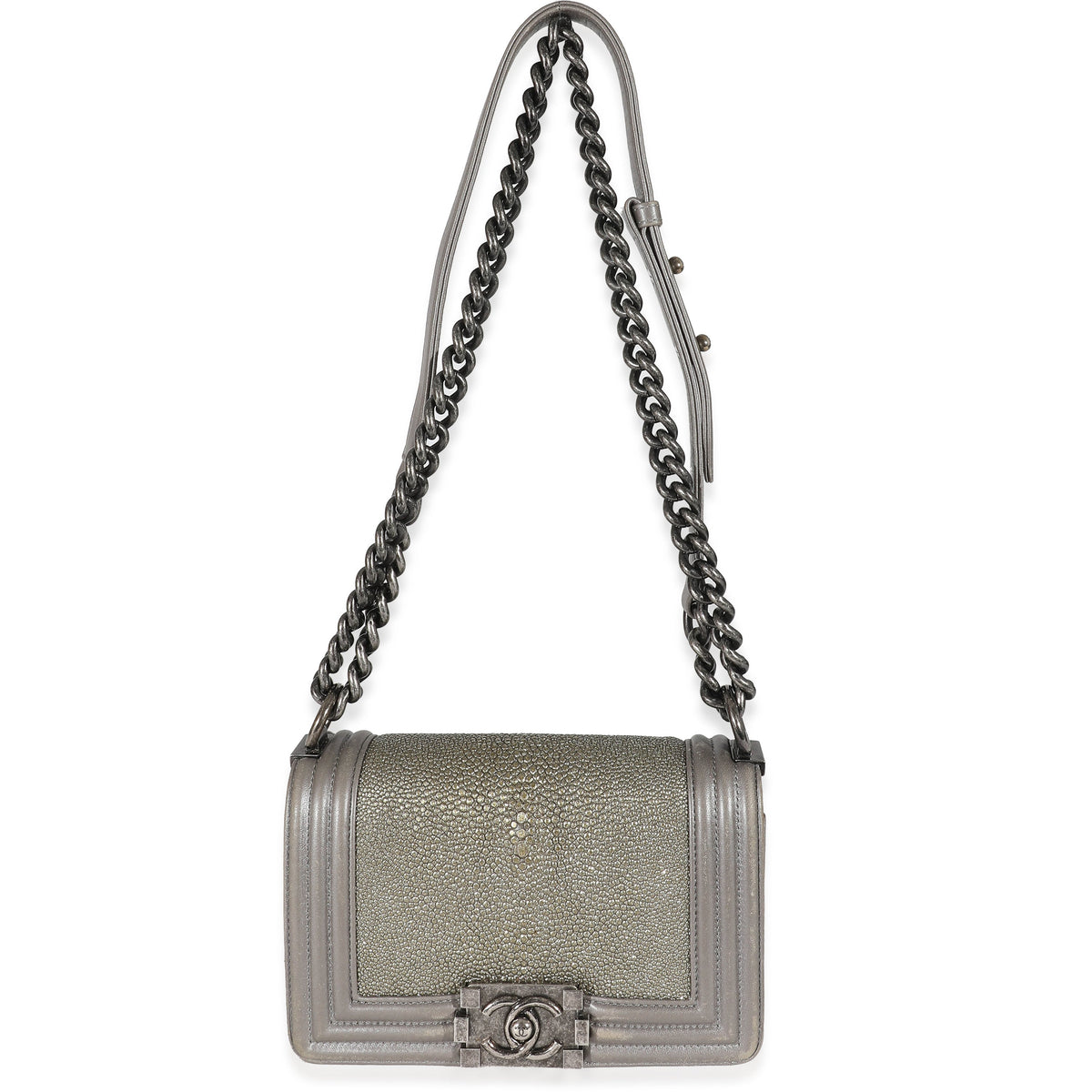 Grey Lambskin Galuchat Stingray Small Boy Bag
