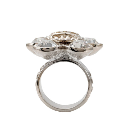 Chanel Large Stone Camellia Ring w/ CC Center