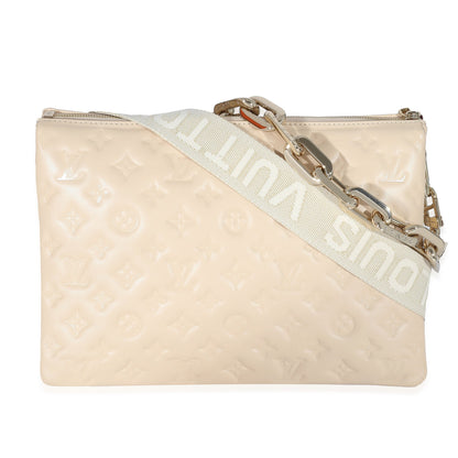 Louis Vuitton Cream Monogram Puffy Lambskin Coussin MM
