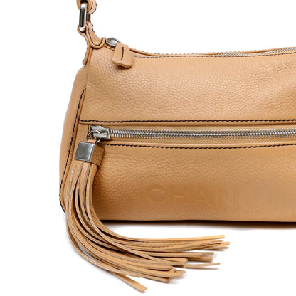 Chanel Beige Pebbled Leather LAX Shoulder Bag