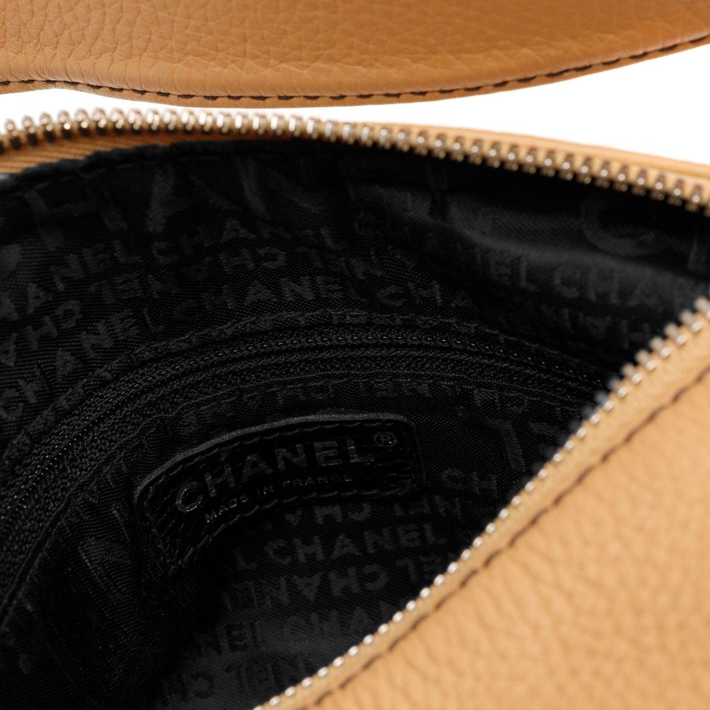 Chanel Beige Pebbled Leather LAX Shoulder Bag