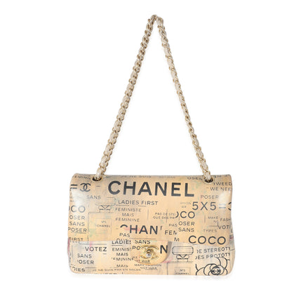 Limited Edition Graffiti Newspaper Print Medium Double Flap Bag