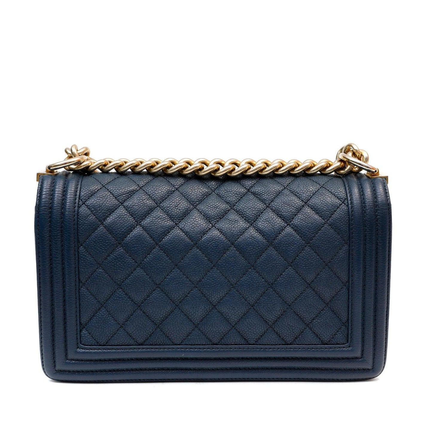 Chanel Navy Caviar Boy Bag w/ Gold Hardware