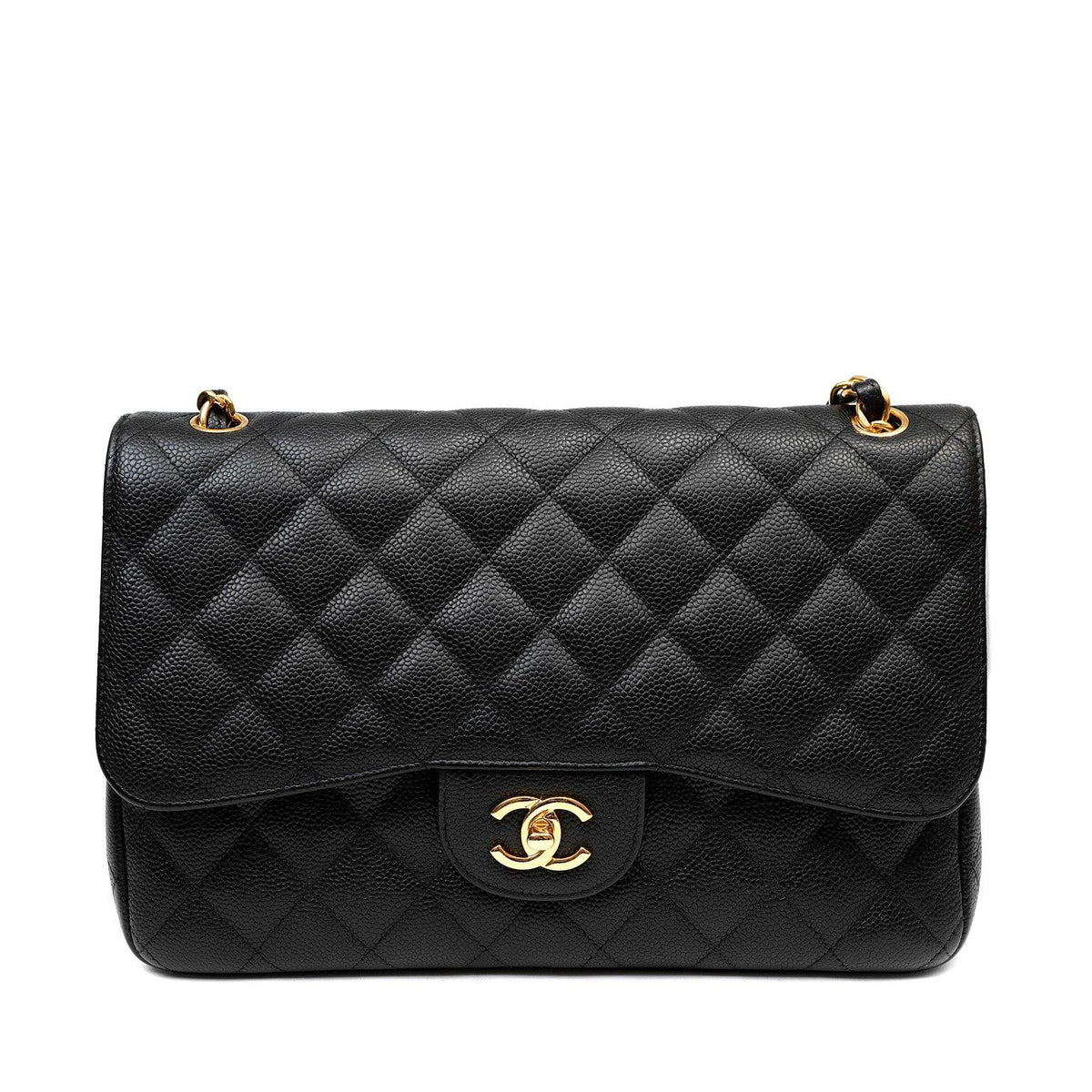 Chanel Black Caviar Jumbo Classic with Gold Hardware