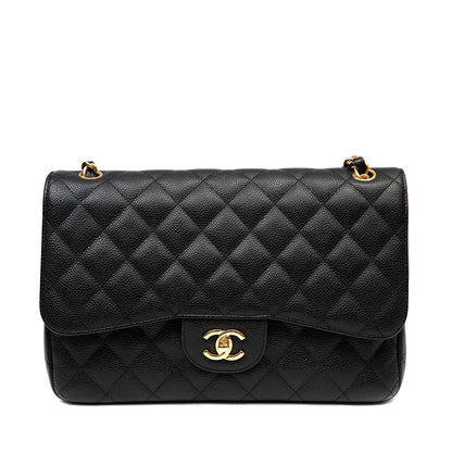 Chanel Black Caviar Jumbo Classic with Gold Hardware