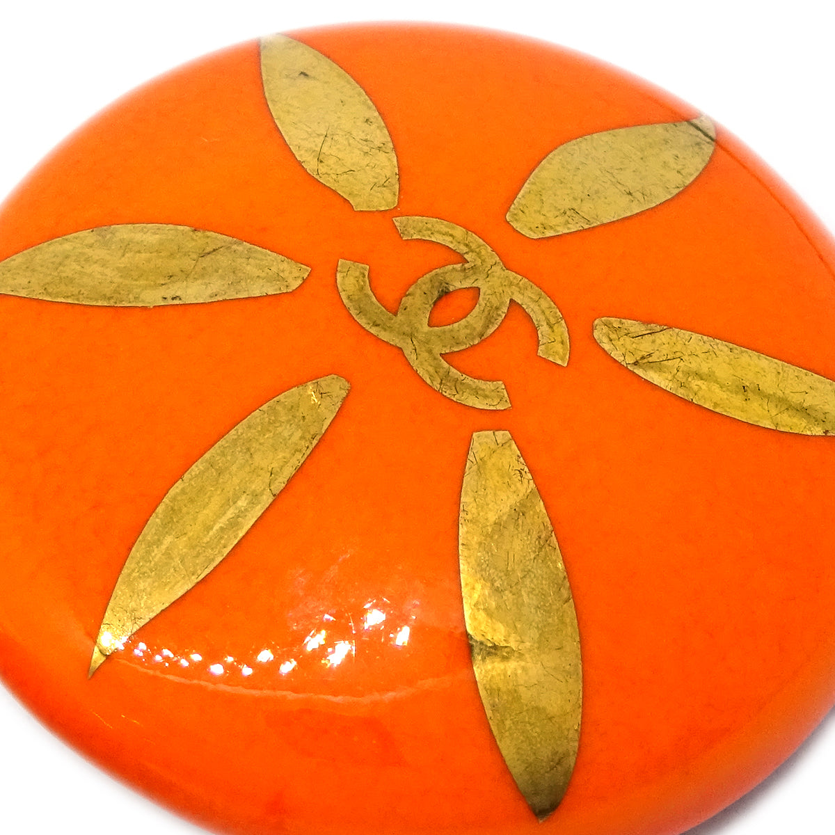Chanel Button Earrings Clip-On Orange 97P