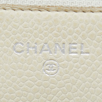 Chanel Matrasse 2.55 Single Flap Long Wallet Chain Wallet White Caviar S  CHANEL