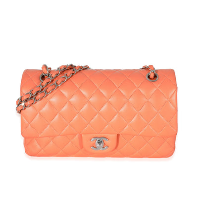 Orange Quilted Lambskin Medium Classic Double Flap Bag