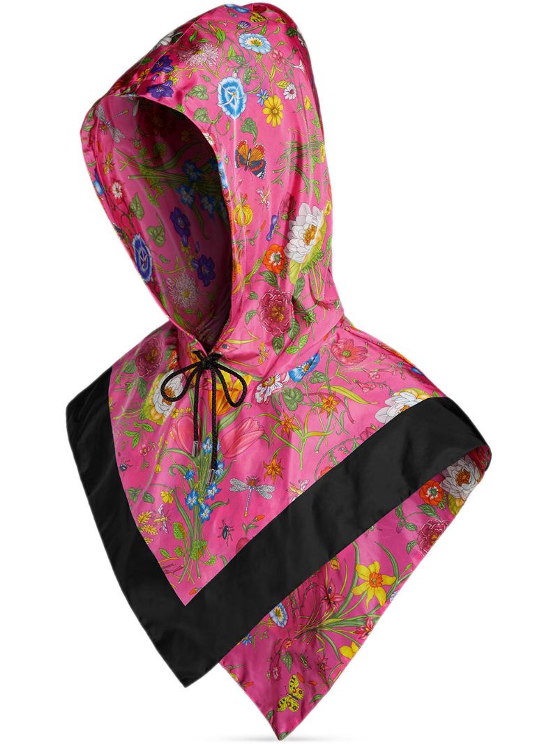 Gucci - hood with Flora print - unisex - Polyamide - M - PINK