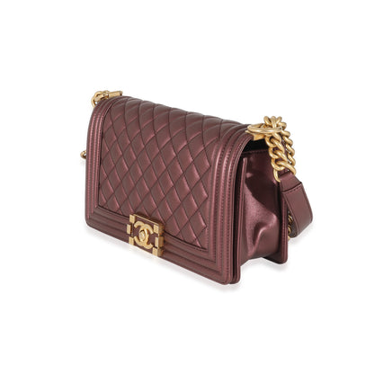 Purple Metallic Lambskin Medium Boy Bag