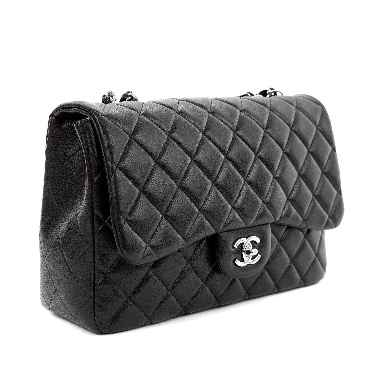 Chanel Chocolate Brown Caviar Jumbo Classic w/ Silver Hardware
