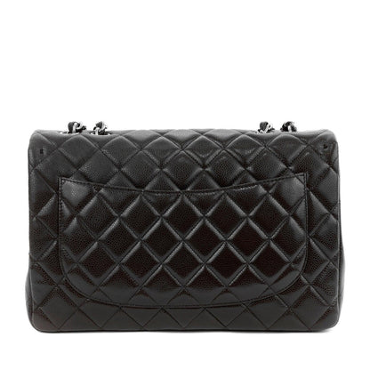 Chanel Chocolate Brown Caviar Jumbo Classic w/ Silver Hardware