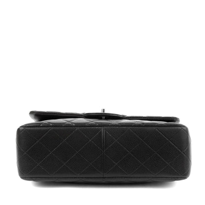 Chanel Chocolate Brown Caviar Jumbo Classic w/ Silver Hardware