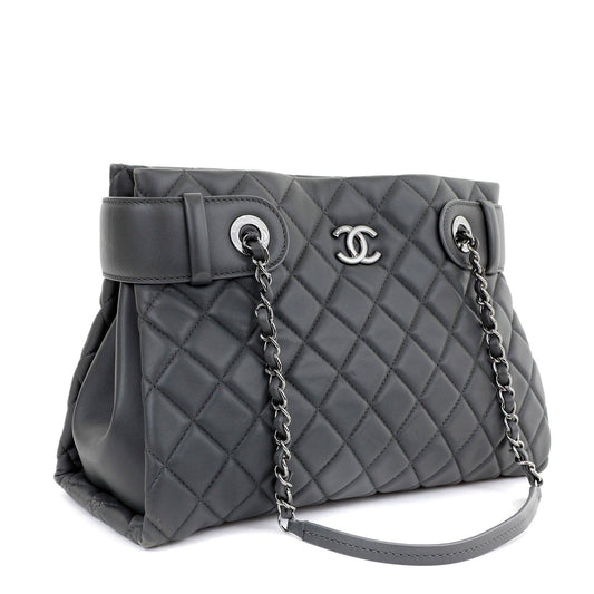 Chanel Graphite Lambskin Small Tote w/ Silver Hardware