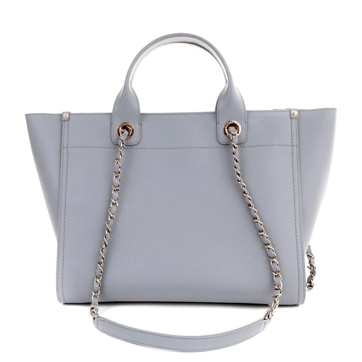 Chanel Grey Caviar Deauville Studded Tote with Silver Hardware