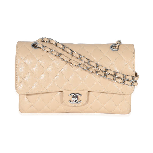 Chanel Beige Quilted Caviar Medium Classic Double New Bag