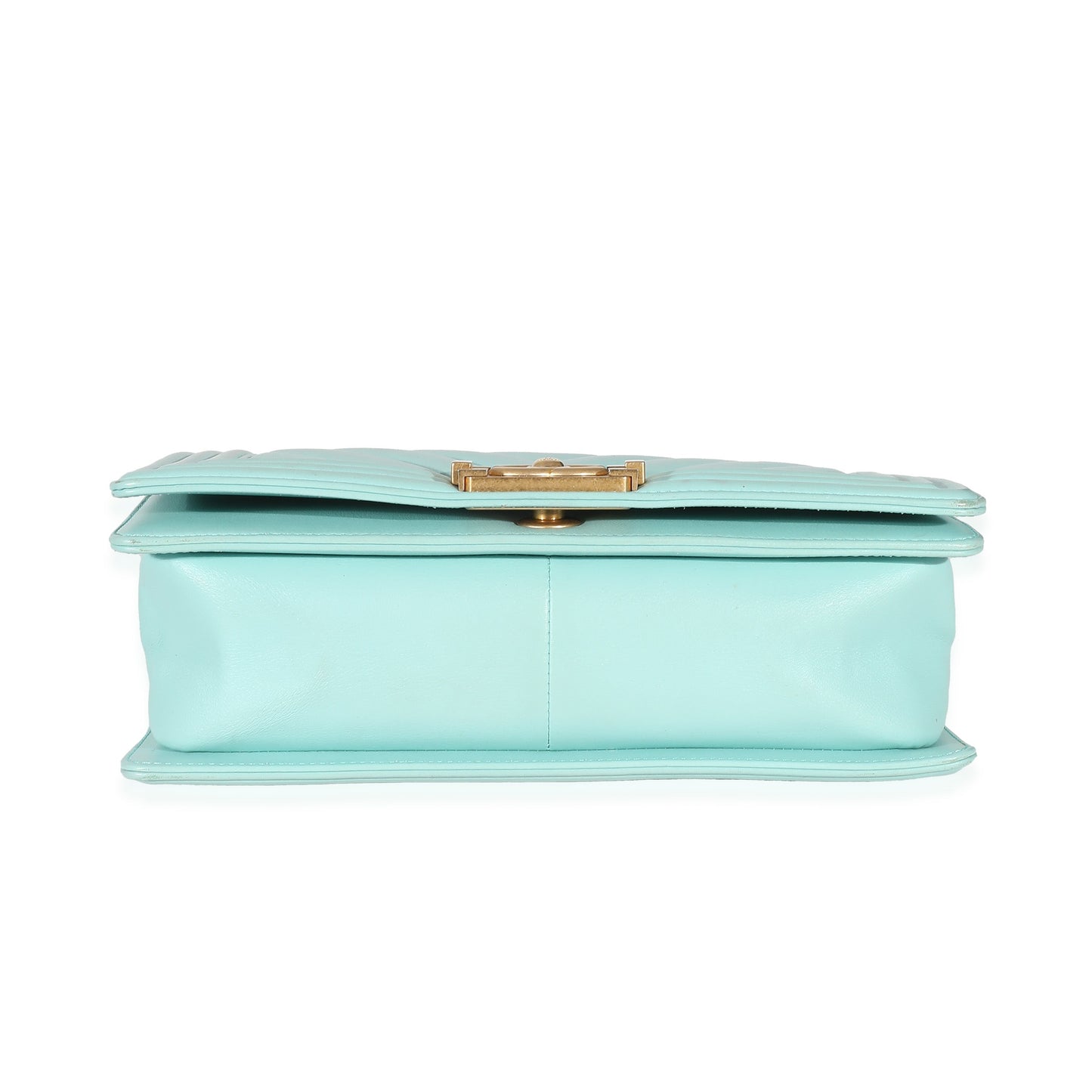 Light Blue Chevron Lambskin Medium Boy Bag