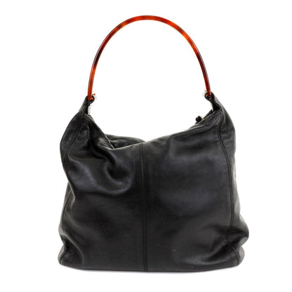 Chanel Vintage Black Lambskin w/ CC & Tortoiseshell Handle