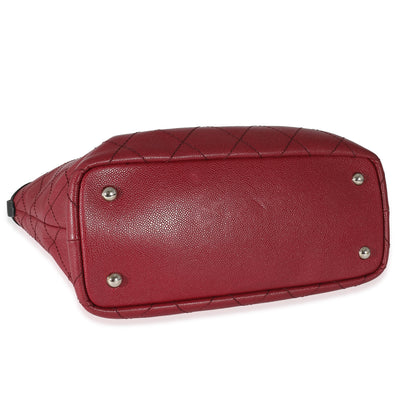 CHANEL Burgundy Quilted Caviar Fever Tote