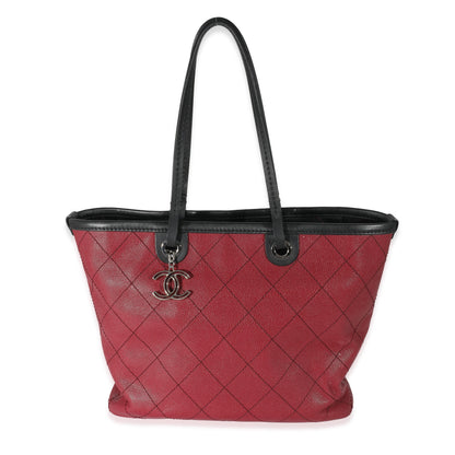 CHANEL Burgundy Quilted Caviar Fever Tote
