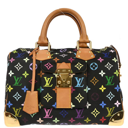 Louis Vuitton 2004 Black Monogram Multicolor Speedy 30 Handbag M92642