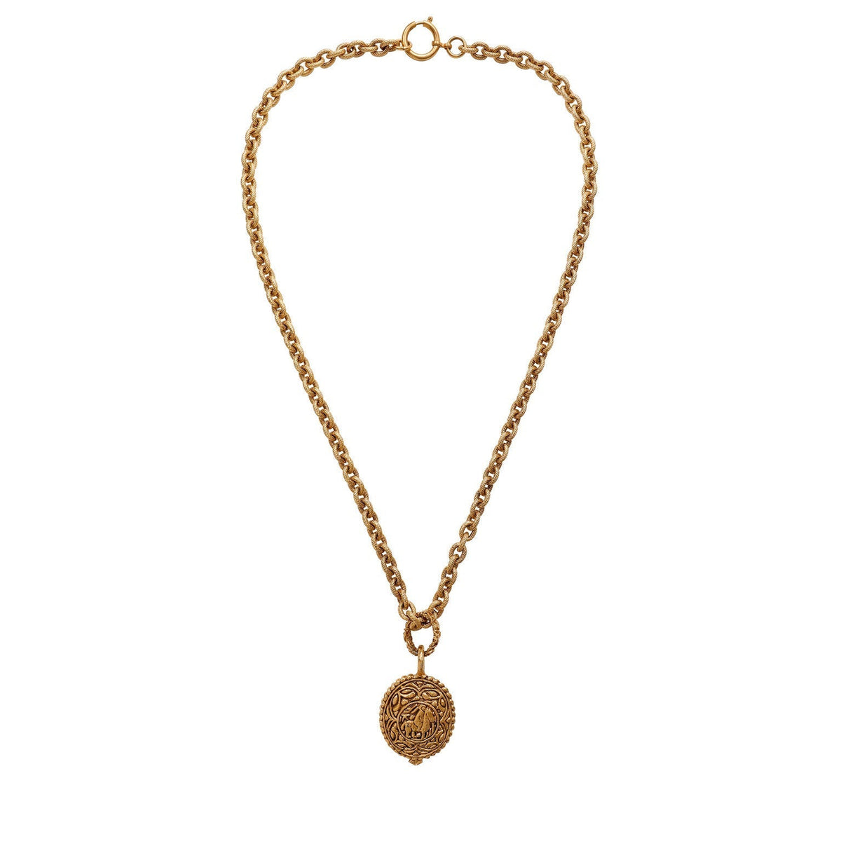 Chanel 24kt Gold Vintage Horse Medallion Necklace
