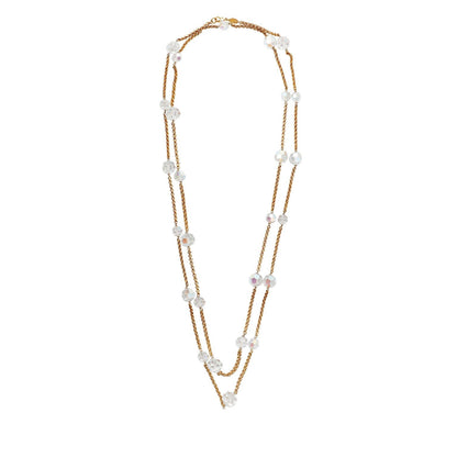 Chanel Gold Crystal Sautoir  Necklace