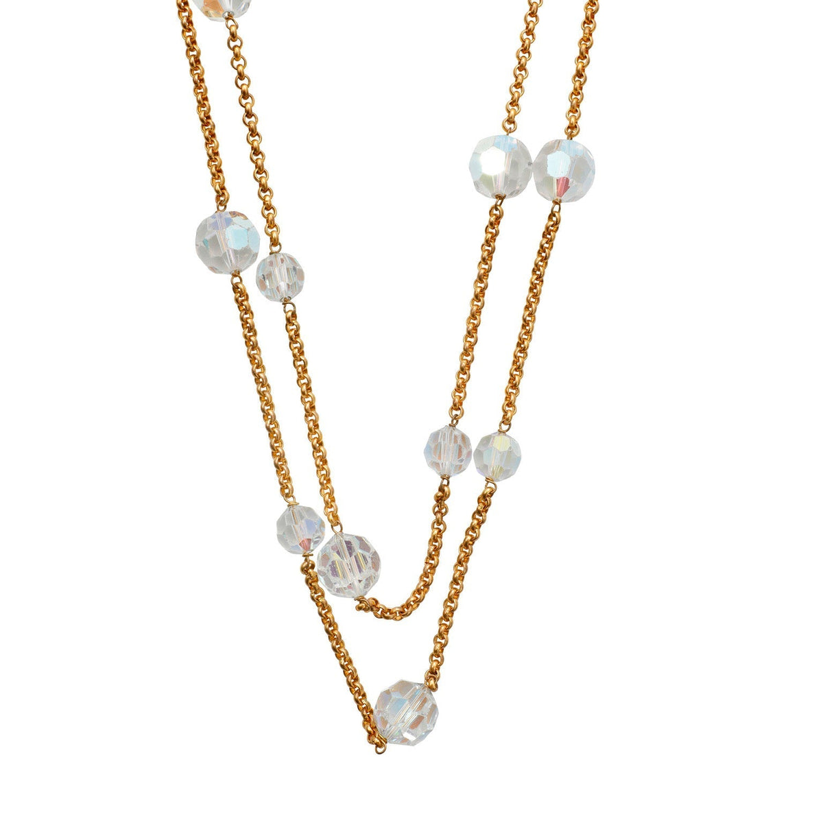 Chanel Gold Crystal Sautoir  Necklace