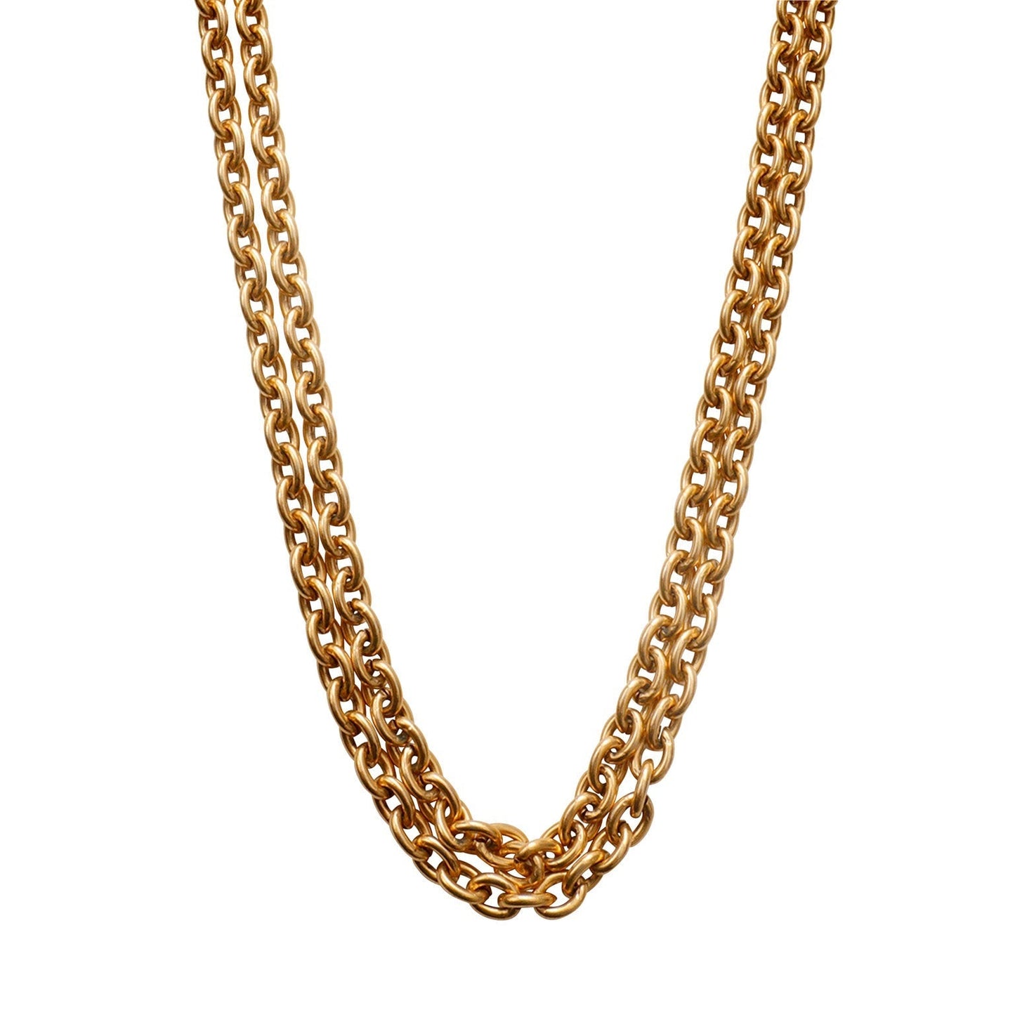 Chanel Vintage Plain Gold Link Chain Necklace